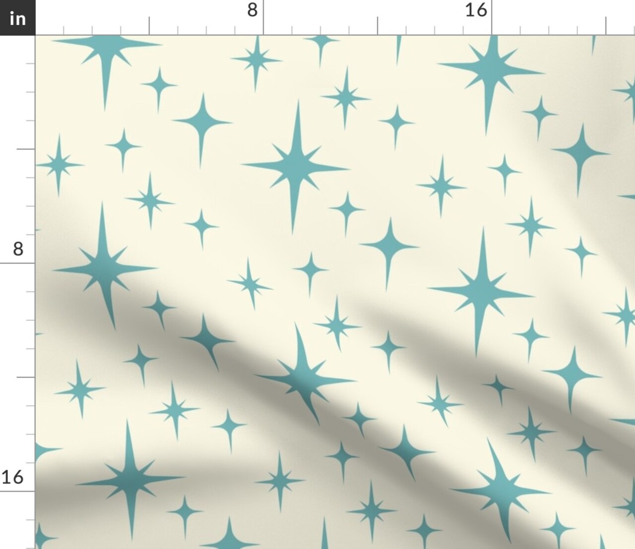 Atomic Blue White Vintage Retro 1950S Home Decor Space Custom Printed Fabric by Spoonflower Various Fabrics by the Yard or Fat Quarter